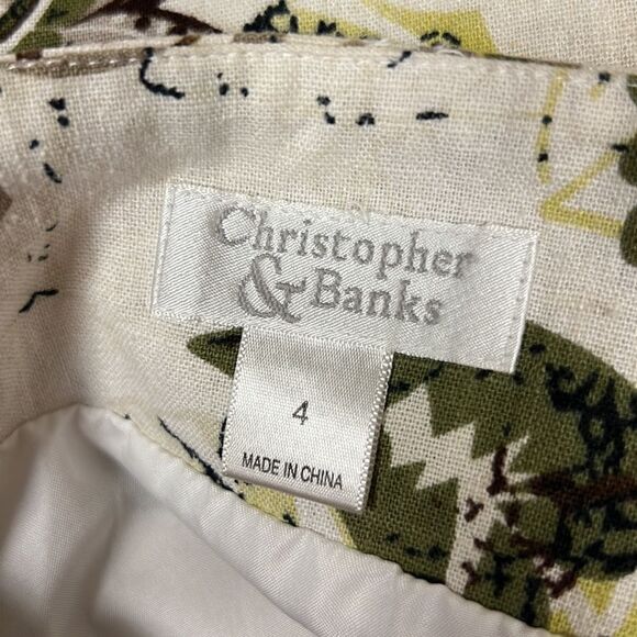 Christopher & banks linen blend floral print skirt Sz 4 - Picture 5 of 6